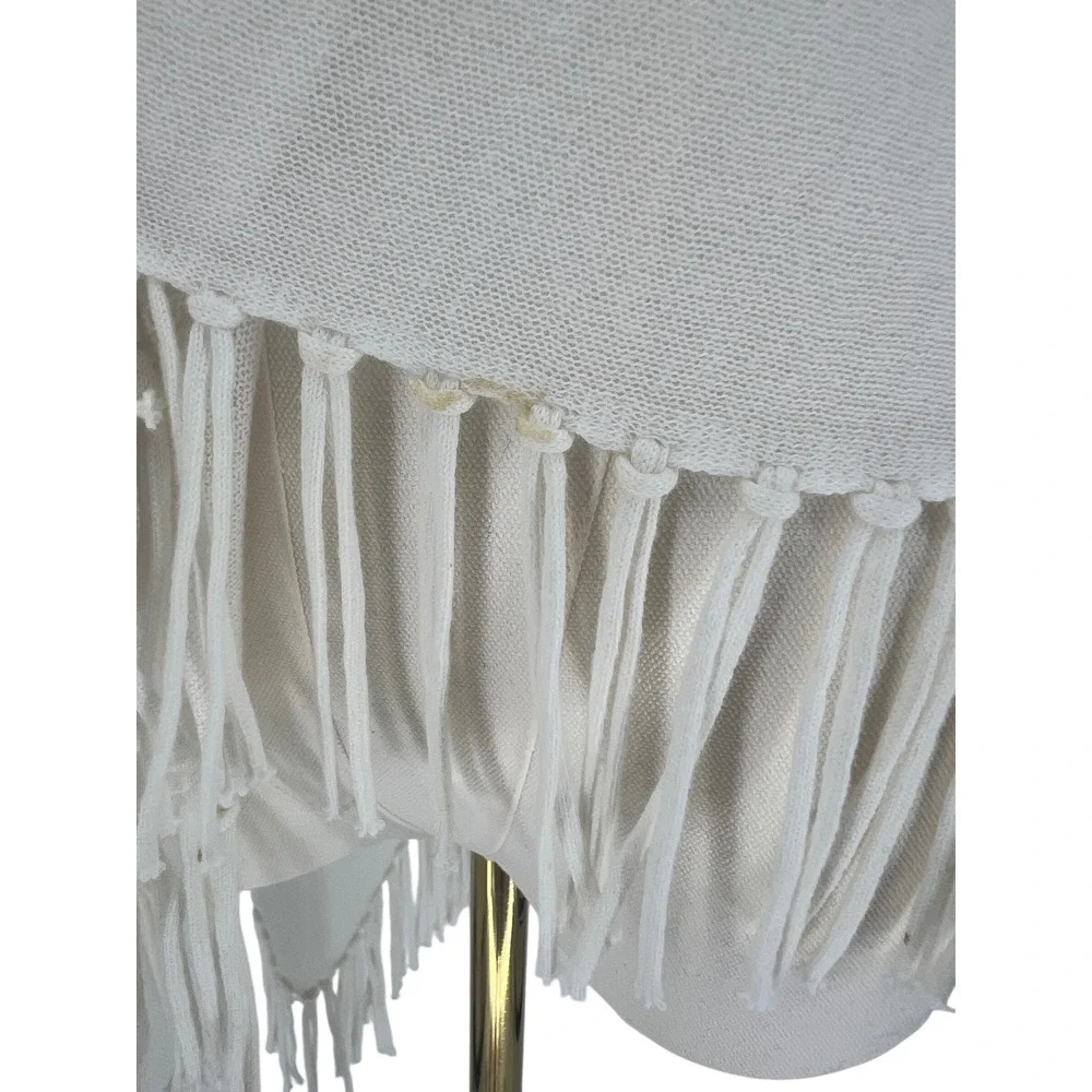 Minnie Rose Hankie Poncho Ivory Cotton Fringe Shawl Wrap One Size